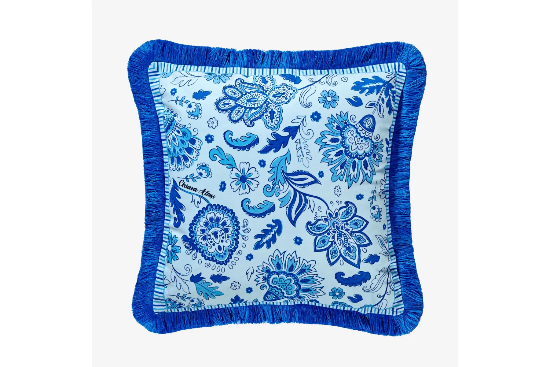 Mavi Kadife Dekoratif Yastık 45X45 Cm Lily Collection by Chiara Alessi