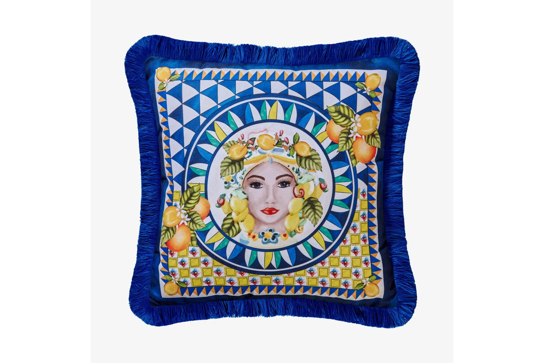 Mavi Kadife Dekoratif Yastık 45X45 Cm Portofino Collection by Chiara Alessiİi