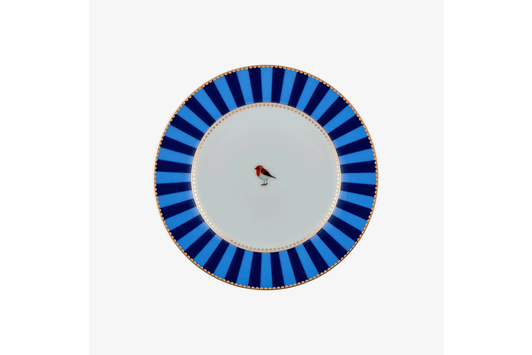 Mavi Çizgili Porselen Pasta Tabağı 17 Cm Love Birds Collection by Pip Studio