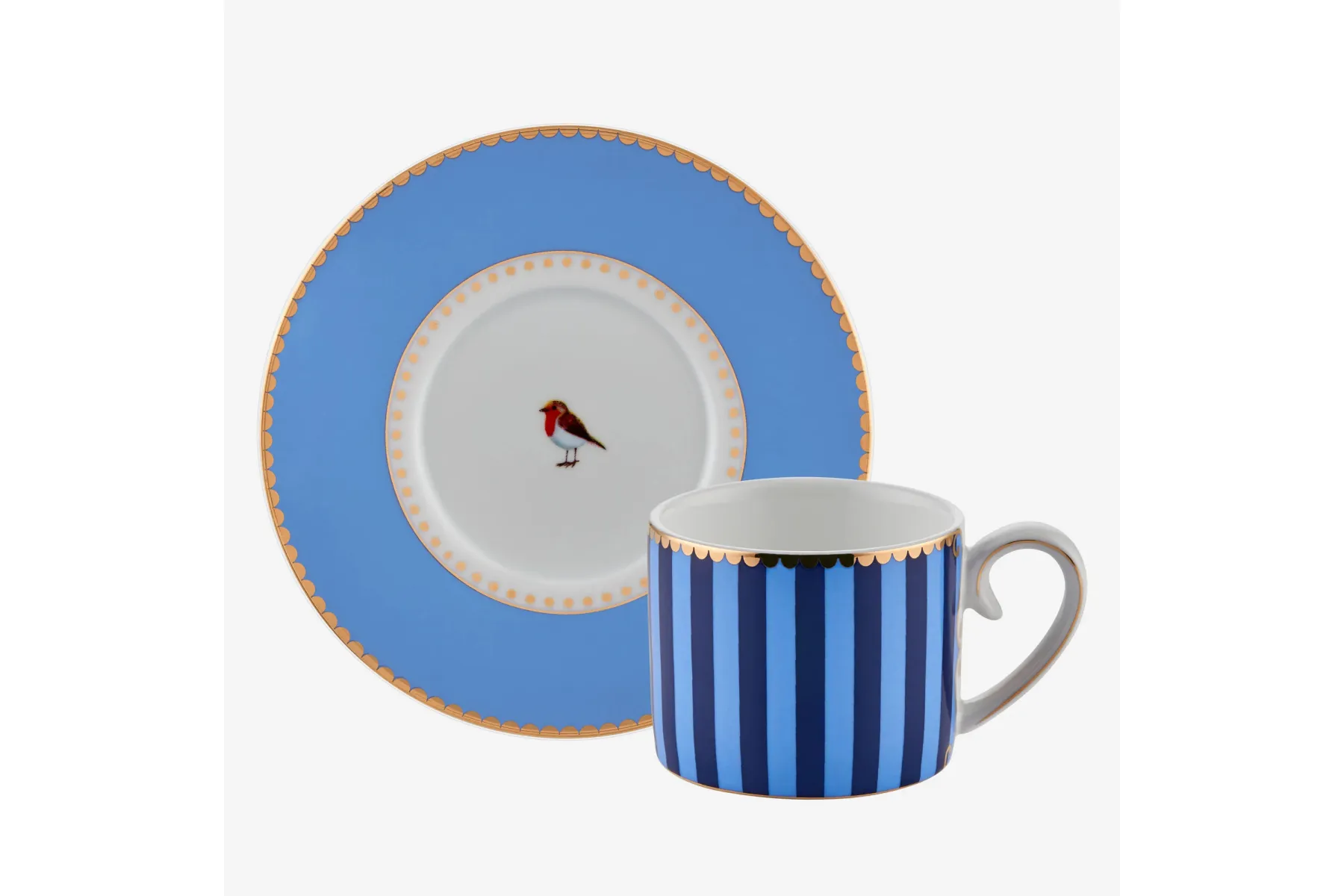 Mavi Çizgili Porselen Kahve Fincanı 90 Ml Love Birds Collection by Pip Studio