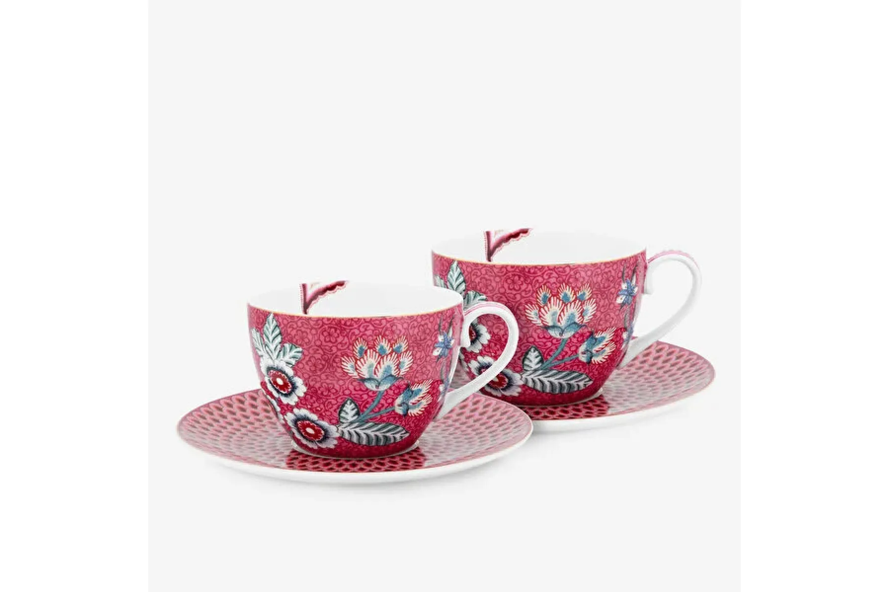 Kırmızı Porselen Çay Fincan Seti 280 Ml Flower Festival Collection by Pip Studio