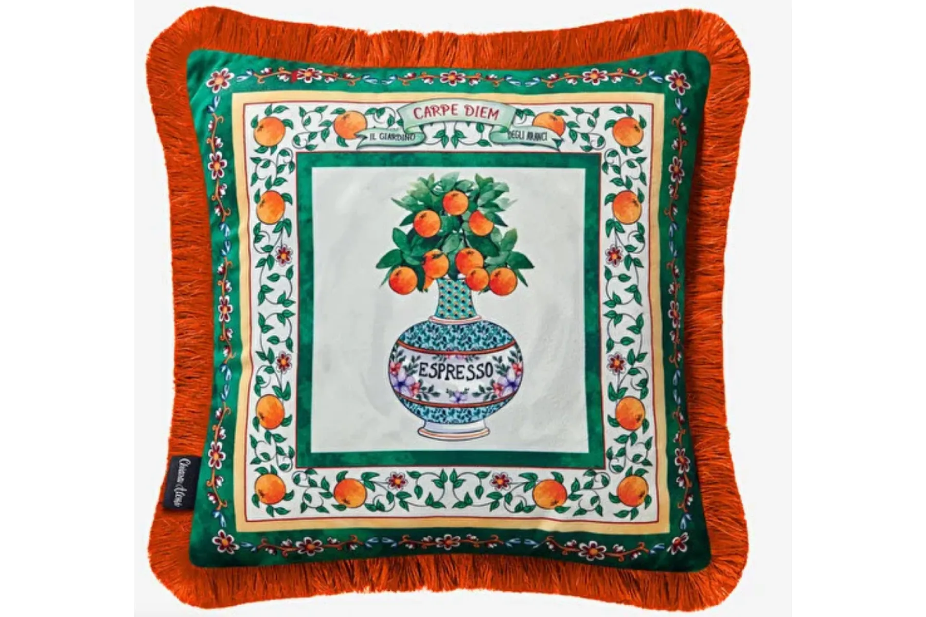 Turuncu Kadife Dekoratif Yastık 45X45 Cm Carpe Diem Collection by Chiara Alessiİ