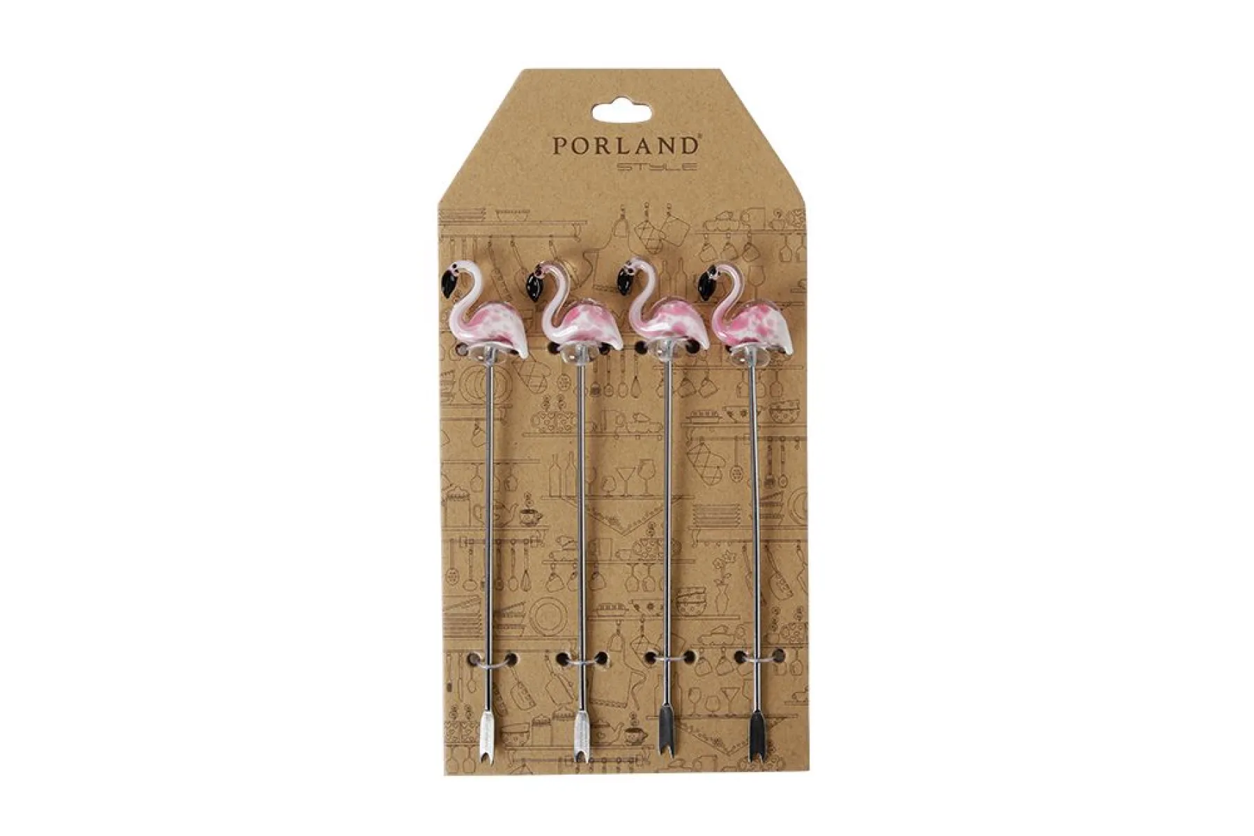 Porland Shiraz Flamingo 4 Adet Kokteyl Çatalı 12cm