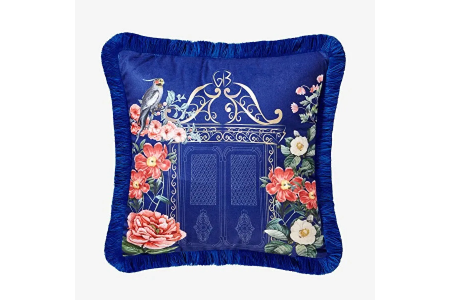 Lacivert Kadife Dekoratif Yastık 45X45 Cm Magic Garden Collection by Chiara Alessi