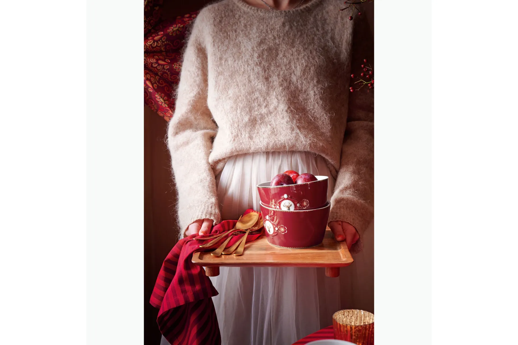 Kırmızı Porselen Kase 15 Cm Love Birds Collection by Pip Studio