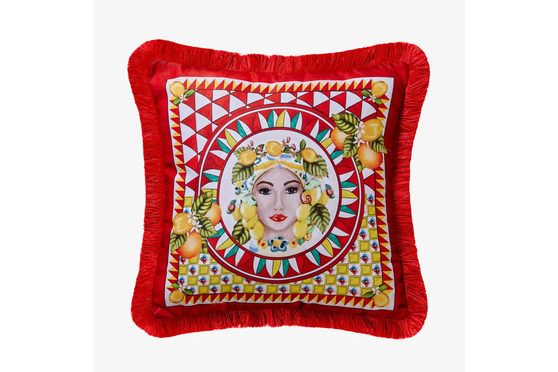 Kırmızı Kadife Dekoratif Yastık 45X45 Cm Portofino Collection by Chiara Alessiİ