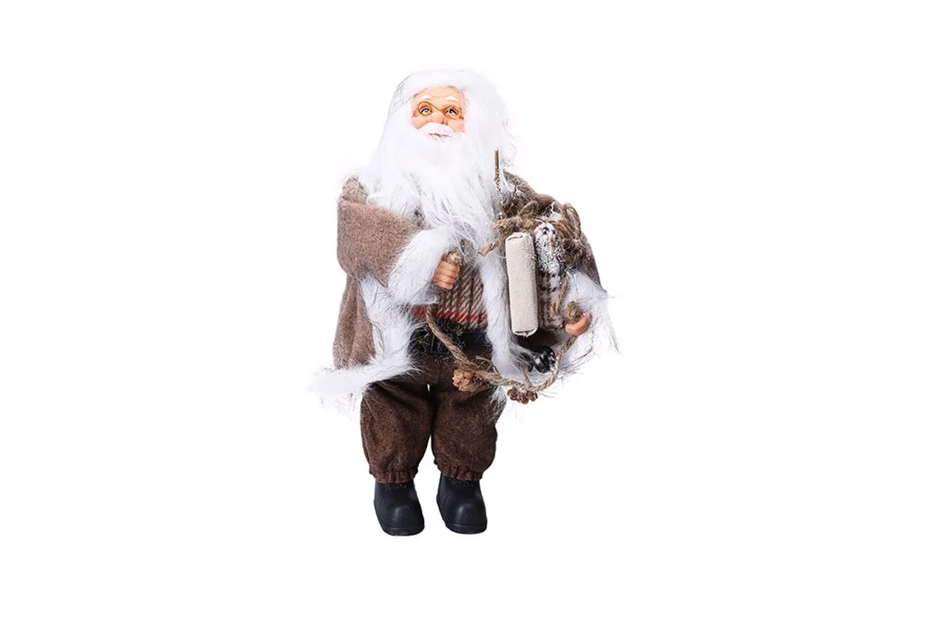 Porland Noel Baba Kahverengi Kürklü 42cm